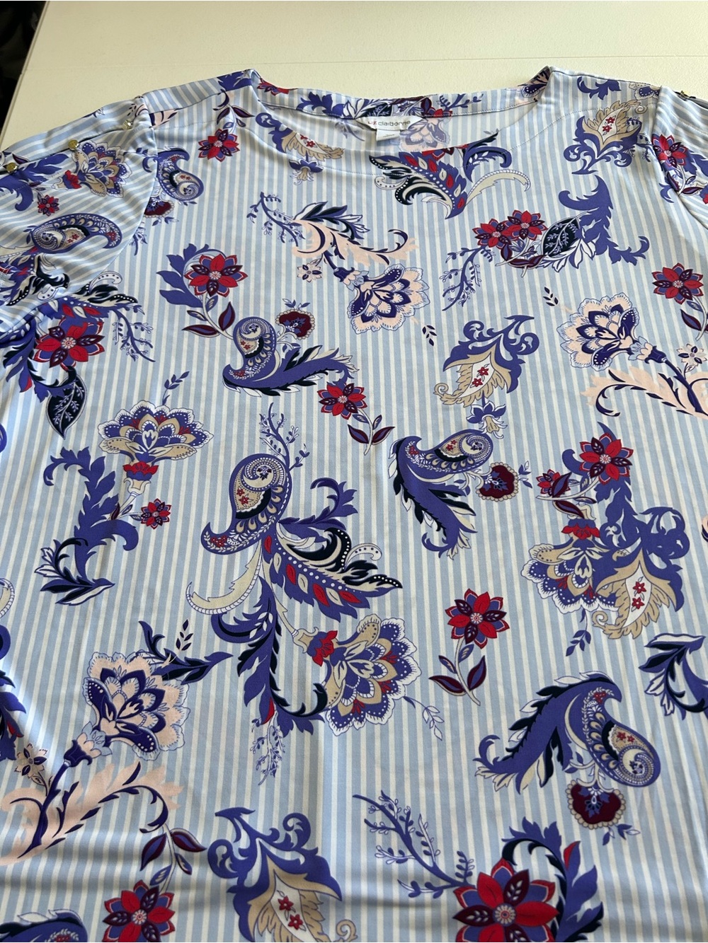Women’s Floral Stripe Crewneck Shirt - Blue